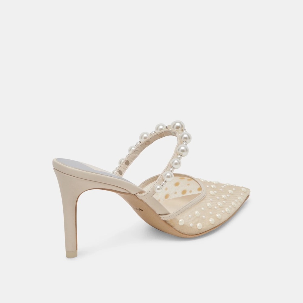 New Dolce Vita Katik pearl heels ivory mesh bridal mule wedding heels shoes - Picture 10 of 15